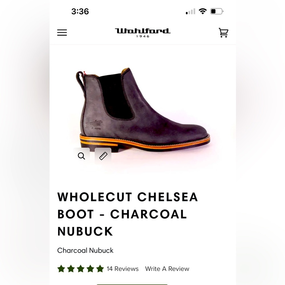 Dayton wholecut Chelsea boots in charcoal newbuck suede size 5.5 E fits men 6.5